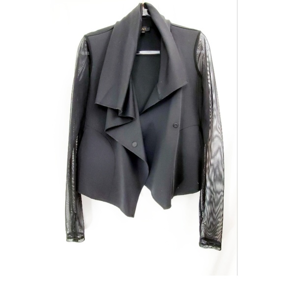 ALALA Black Draped Front Mesh Sleeve Jacket EUC - Picture 2 of 6